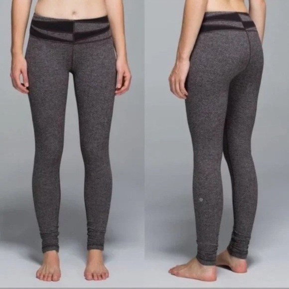 Lululemon Wunder Under Pant Giant Herringbone Black Heathered Black/Wi14 Quilt 4 - Picture 1 of 7